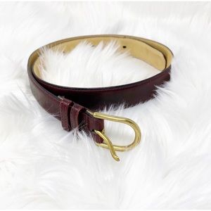 Elegant Brown Leather Belt with Gold Buckle